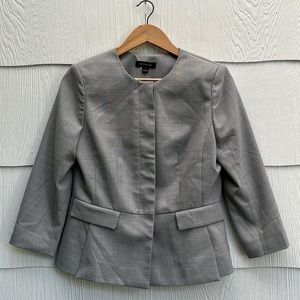 Ann Taylor Gray Lightweight Wool Blend Peplum Blazer - Linen Look - Size 4